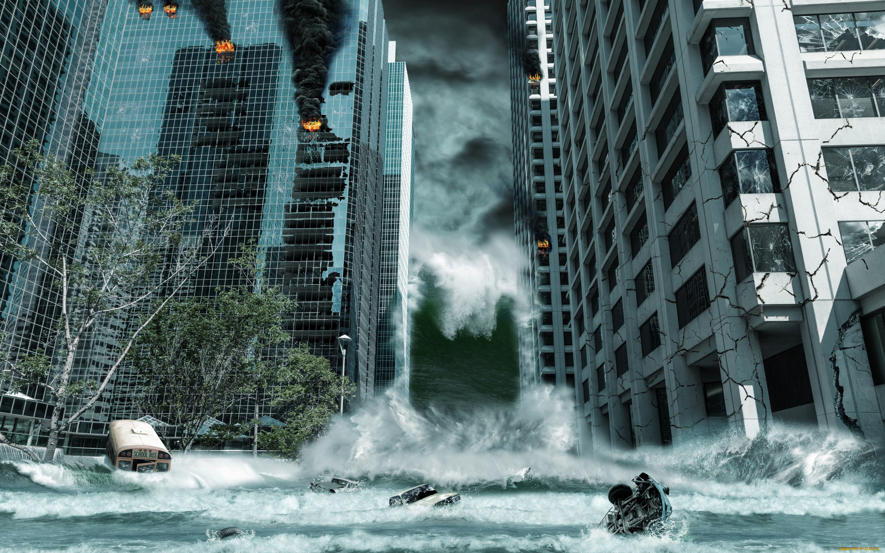 , , apocalypse, fantastic, flood, wave, armageddon, storm, tsunami, city, , , 